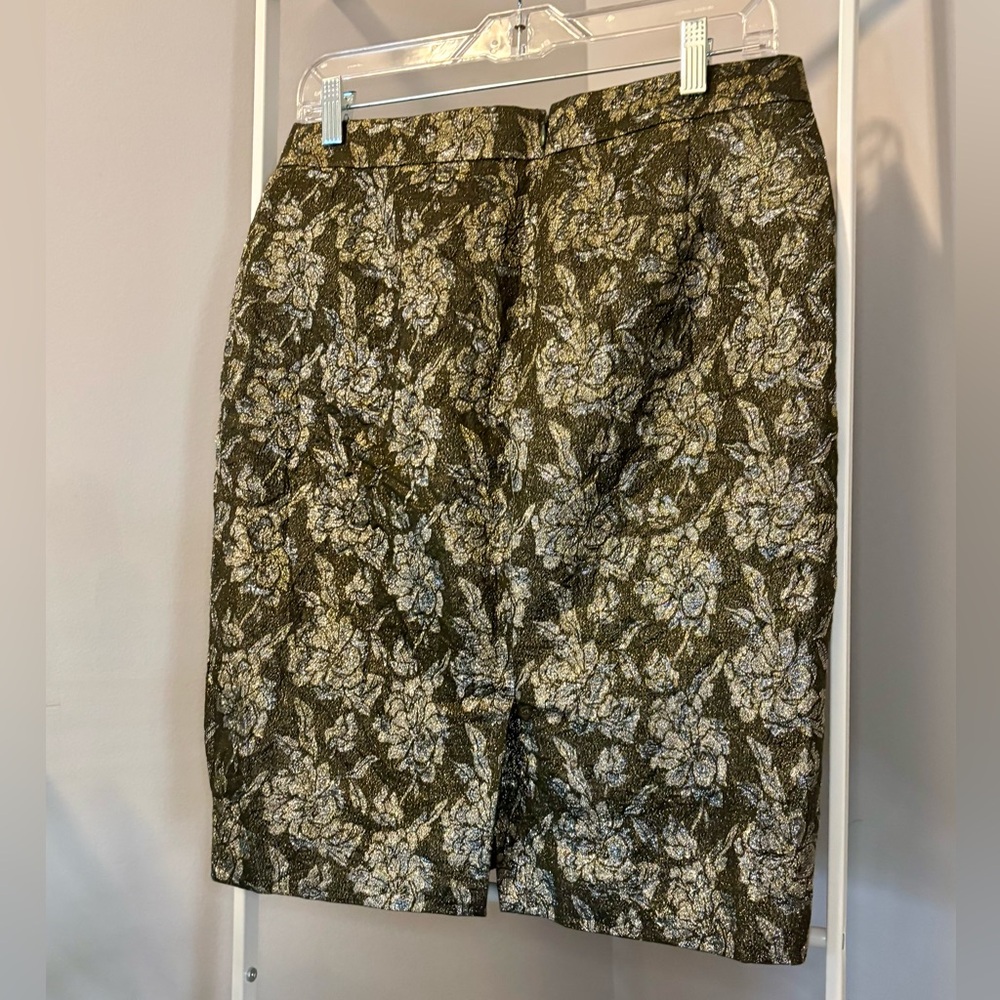 J. Crew Bronze/Gold Brocade Silk-blend Pencil Skirt - Picture 8 of 12